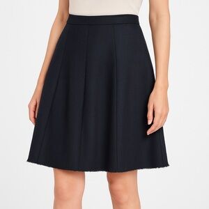 Graydn Navy A-Line Pleated Skirt Herringbone NWT Raw Hem
